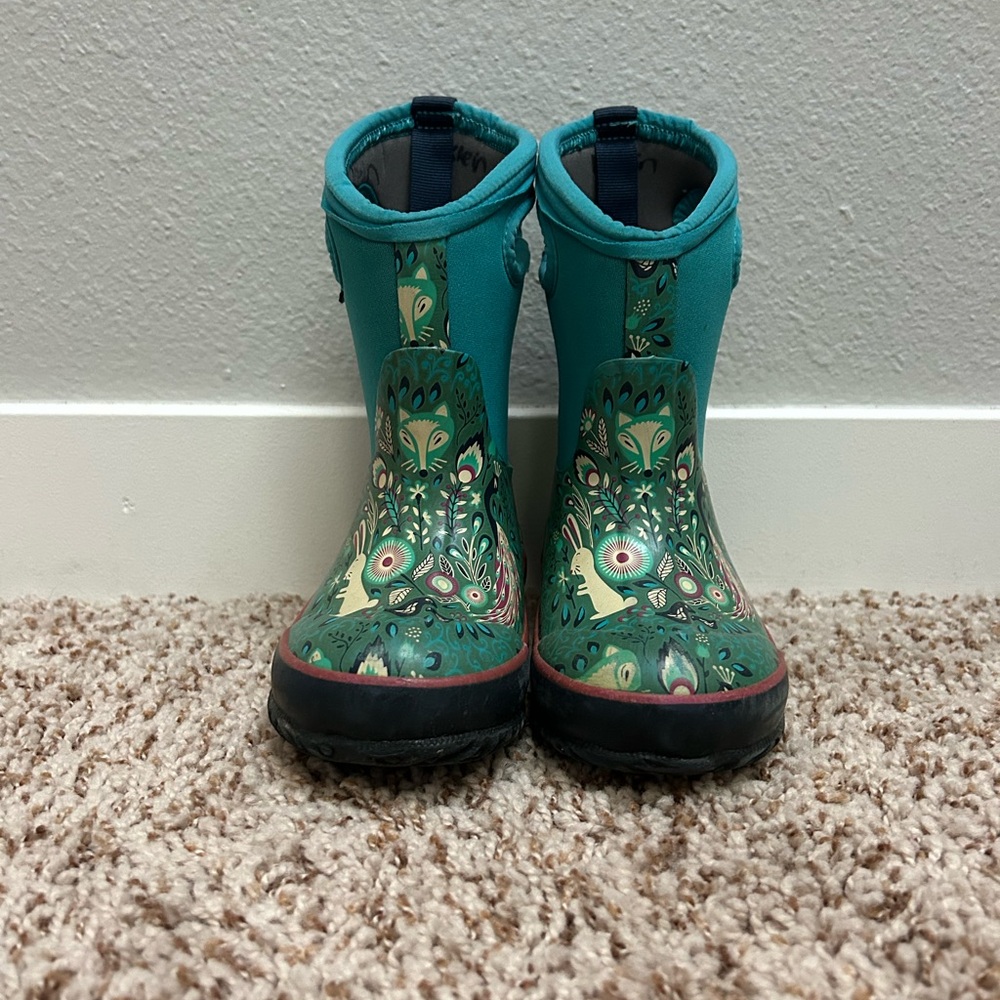 Bogs Teal Rain Boots, kids/toddler size 9